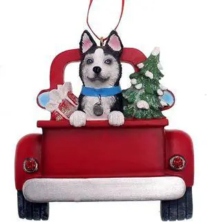 Kurt Adler Husky Dog in Back of Truck Hanging Ornament 5 in. High, Kurt Adler Husky Dog in Back of Truck Hanging Ornament 5 in. High,