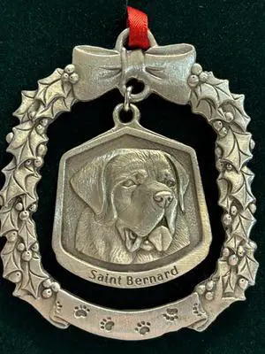Saint Bernard Fine Pewter Dog Breed Ornament Saint Bernard Fine Pewter Dog Breed Ornament