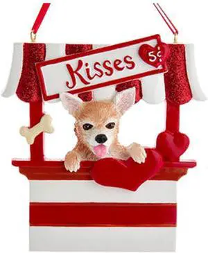 Kurt Adler Chihuahua Dog Kissing Booth Christmas Tree Ornament - 4" Resin Kurt Adler Chihuahua Dog Kissing Booth Christmas Tree Ornament - 4" Resin