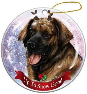 Holiday Pet Gifts Leonberger Reindeer Dog Porcelain Christmas Ornament Holiday Pet Gifts Leonberger Reindeer Dog Porcelain Christmas Ornament