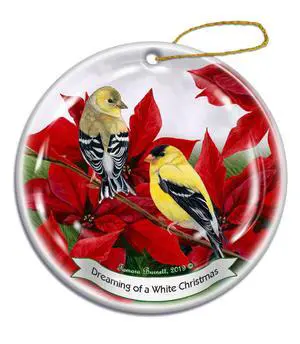 Holiday Pet Gifts American Goldfinch Bird Porcelain Christmas Ornament Holiday Pet Gifts American Goldfinch Bird Porcelain Christmas Ornament