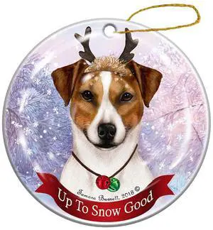 Holiday Pet Gifts Rat Terrier Brown/White Uncropped Porcelain Christmas Ornament Holiday Pet Gifts Rat Terrier Brown/White Uncropped Porcelain Christmas Ornament