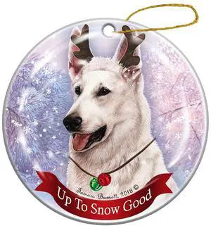 Holiday Pet Gifts White German Shepherd Dog Porcelain Christmas Ornament Holiday Pet Gifts White German Shepherd Dog Porcelain Christmas Ornament