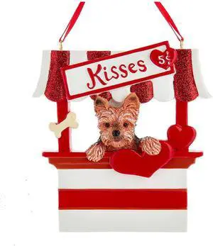 Kurt Adler Yorkshire Terrier Dog Kissing Booth Christmas Tree Ornament - 4" Kurt Adler Yorkshire Terrier Dog Kissing Booth Christmas Tree Ornament - 4"
