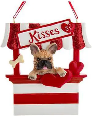 Kurt Adler French Bulldog Dog Kissing Booth Christmas Tree Ornament - 4" Resin Kurt Adler French Bulldog Dog Kissing Booth Christmas Tree Ornament - 4" Resin
