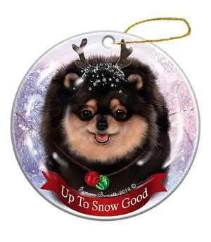 Holiday Pet Gifts Pomeranian Black/Tan Dog Porcelain Christmas Ornament Holiday Pet Gifts Pomeranian Black/Tan Dog Porcelain Christmas Ornament
