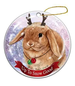 Holiday Pet Gifts Mini Lop Rabbit Porcelain Christmas Ornament Holiday Pet Gifts Mini Lop Rabbit Porcelain Christmas Ornament