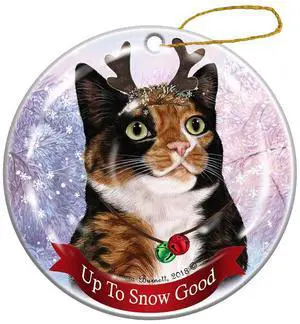 Holiday Pet Gifts Tortoiseshell Calico Cat Porcelain Christmas Ornament Holiday Pet Gifts Tortoiseshell Calico Cat Porcelain Christmas Ornament