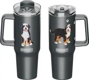 Serengeti 40 Oz Bernadoodle Dog Stainless Steel Tumbler w Handle, Straw & Lid Serengeti 40 Oz Bernadoodle Dog Stainless Steel Tumbler w Handle, Straw & Lid