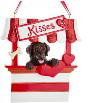 Kurt Adler Chocolate Lab Retriever Kissing Booth Christmas Tree Ornament - 4" Kurt Adler Chocolate Lab Retriever Kissing Booth Christmas Tree Ornament - 4"