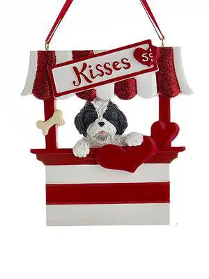 Kurt Adler Black/White Shih Tzu Dog Kissing Booth Christmas Tree Ornament - 4" Kurt Adler Black/White Shih Tzu Dog Kissing Booth Christmas Tree Ornament - 4"