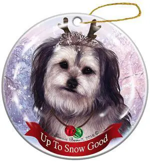 Yorkipoo Silver Dog Reindeer Porcelain Christmas Ornament Yorkipoo Silver Dog Reindeer Porcelain Christmas Ornament