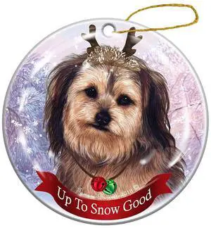 Yorkipoo Dog Reindeer Porcelain Christmas Ornament Yorkipoo Dog Reindeer Porcelain Christmas Ornament