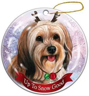 Sable Tibetan Terrier Dog Reindeer Porcelain Christmas Ornament Sable Tibetan Terrier Dog Reindeer Porcelain Christmas Ornament