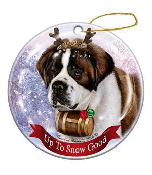 Holiday Pet Gifts Saint Bernard Dog Reindeer Porcelain Christmas Ornament Holiday Pet Gifts Saint Bernard Dog Reindeer Porcelain Christmas Ornament