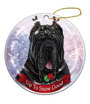 Neapolitan Mastiff Black Cropped Dog Porcelain Ornament Reindeer Dog Neapolitan Mastiff Black Cropped Dog Porcelain Ornament Reindeer Dog