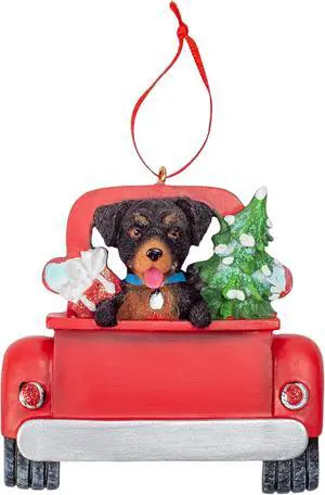 Kurt Adler Rottweiler in Back of Truck Hanging Ornament 5 in. High, Kurt Adler Rottweiler in Back of Truck Hanging Ornament 5 in. High,