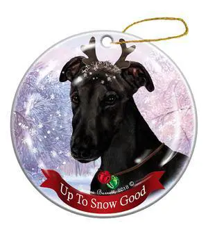 Black Greyhound Dog Porcelain Ornament Reindeer Dog Black Greyhound Dog Porcelain Ornament Reindeer Dog