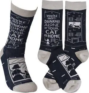 Primitives by Kathy LOL Made You Smile Silly Socks, Not Drinking if Cat is Home Primitives by Kathy LOL Made You Smile Silly Socks, Not Drinking if Cat is Home