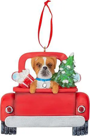 Kurt Adler Boxer in Back of Truck Hanging Ornament 5 in. High, Kurt Adler Boxer in Back of Truck Hanging Ornament 5 in. High,