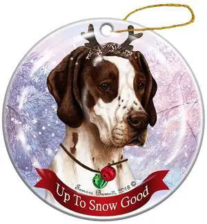 Holiday Pet Gifts Brown and White English Pointer Dog Porcelain Christmas Ornament Holiday Pet Gifts Brown and White English Pointer Dog Porcelain Christmas Ornament