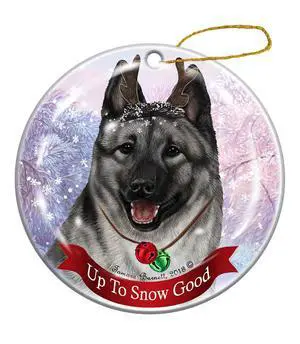 Holiday Pet Gifts Norwegian Elkhound Dog Porcelain Christmas Ornament Holiday Pet Gifts Norwegian Elkhound Dog Porcelain Christmas Ornament