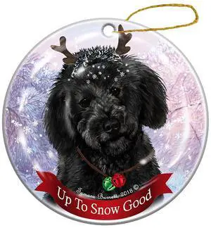 Holiday Pet Gifts Black Labradoodle Dog Porcelain Christmas Ornament Holiday Pet Gifts Black Labradoodle Dog Porcelain Christmas Ornament