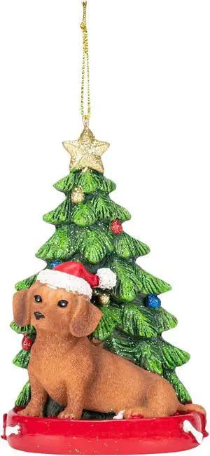 Kurt Adler Red Dachshund with Santa Hat Christmas Tree Ornament, 4.25 " Kurt Adler Red Dachshund with Santa Hat Christmas Tree Ornament, 4.25 "