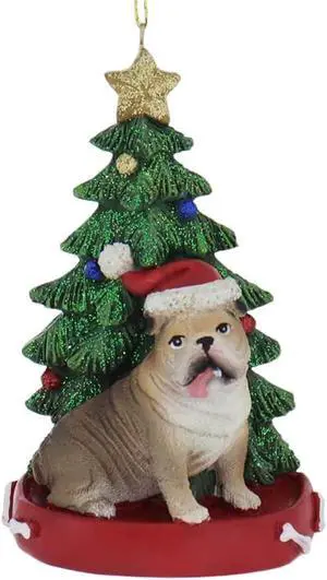 Kurt Adler Bulldog With Santa Hat Christmas Tree Ornament, 4.25 " Kurt Adler Bulldog With Santa Hat Christmas Tree Ornament, 4.25 "