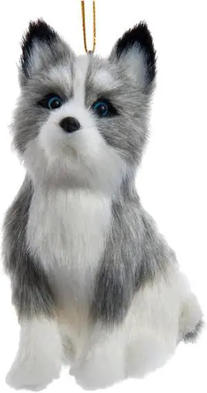 Kurt Adler F2242HU Furry Husky Dog Grey and White 4" Hanging Christmas Ornament Kurt Adler F2242HU Furry Husky Dog Grey and White 4" Hanging Christmas Ornament