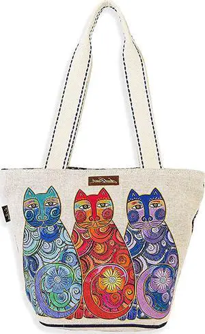 Women's Laurel Burch, Olas De Colores Multicolor Cats Medium Tote Bag Women's Laurel Burch, Olas De Colores Multicolor Cats Medium Tote Bag