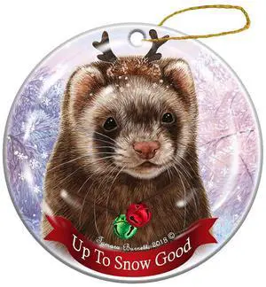 Holiday Pet Gifts Ferret Chocolate Sable Porcelain Christmas Ornament Holiday Pet Gifts Ferret Chocolate Sable Porcelain Christmas Ornament
