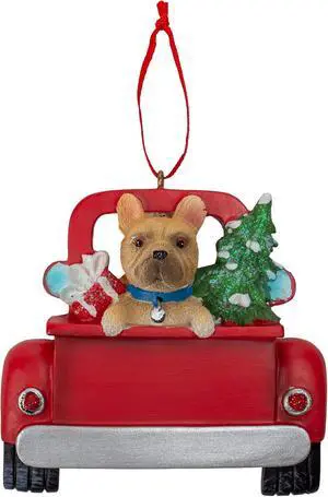Kurt Adler French Bulldog Dog in Back of Truck Hanging Ornament 5 in. High, Kurt Adler French Bulldog Dog in Back of Truck Hanging Ornament 5 in. High,
