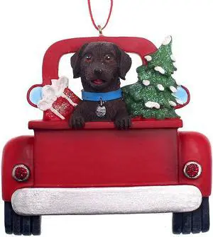 Kurt Adler Chocolate Labrador in Back of Truck Hanging Ornament 5 in. High, Kurt Adler Chocolate Labrador in Back of Truck Hanging Ornament 5 in. High,