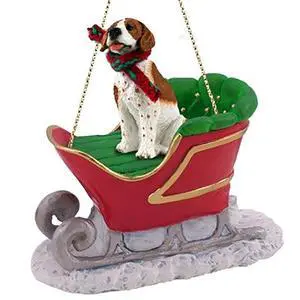 Pointer Brown & White Dog Sleigh Dog Holiday Ornament Pointer Brown & White Dog Sleigh Dog Holiday Ornament