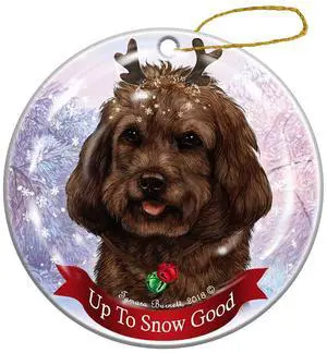 Holiday Pet Gifts Chocolate Cockapoo Dog Porcelain Christmas Ornament Holiday Pet Gifts Chocolate Cockapoo Dog Porcelain Christmas Ornament