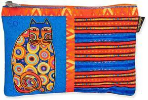 Laurel Burch Classic Felines Cosmetic Bag (Orange/Blue A), Orange Cat Stripes Laurel Burch Classic Felines Cosmetic Bag (Orange/Blue A), Orange Cat Stripes