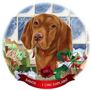 Vizsla Dog Porcelain Hanging Ornament Pet Gift 'Santa.. I Can Explain!' Vizsla Dog Porcelain Hanging Ornament Pet Gift 'Santa.. I Can Explain!'