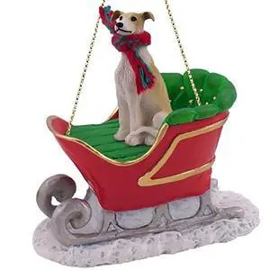 Conversation Concepts Tan-White Greyhound Dog Sleigh Dog Holiday Ornament Conversation Concepts Tan-White Greyhound Dog Sleigh Dog Holiday Ornament