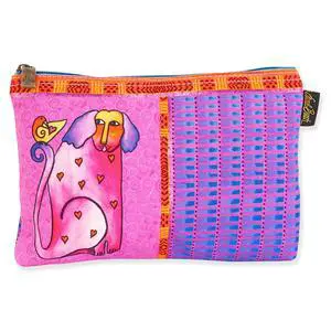 Laurel Burch Classic Dogs Cosmetic Bag (pink/purple stripes C), Lover Dog Laurel Burch Classic Dogs Cosmetic Bag (pink/purple stripes C), Lover Dog