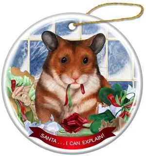 Hamster Porcelain Hanging Ornament Pet Gift 'Santa.. I Can Explain!' Hamster Porcelain Hanging Ornament Pet Gift 'Santa.. I Can Explain!'
