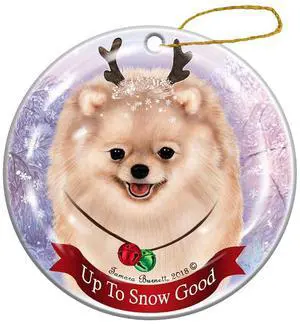 Holiday Pet Gifts Pomeranian Cream Dog Porcelain Christmas Ornament Holiday Pet Gifts Pomeranian Cream Dog Porcelain Christmas Ornament