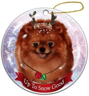 Holiday Pet Gifts Red Pomeranian Dog Porcelain Christmas Ornament Holiday Pet Gifts Red Pomeranian Dog Porcelain Christmas Ornament