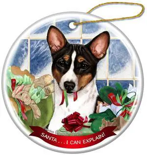 Basenji Tri-Color Dog Porcelain Hanging Ornament Pet Santa I Can Explain! Basenji Tri-Color Dog Porcelain Hanging Ornament Pet Santa I Can Explain!