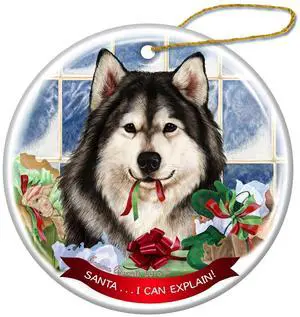 Alaskan Malamute Dog Porcelain Hanging Ornament Pet 'Santa I Can Explain! Alaskan Malamute Dog Porcelain Hanging Ornament Pet 'Santa I Can Explain!