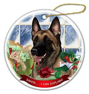 Belgian Malinois Dog Porcelain Hanging Ornament Pet Santa I Can Explain! Belgian Malinois Dog Porcelain Hanging Ornament Pet Santa I Can Explain!