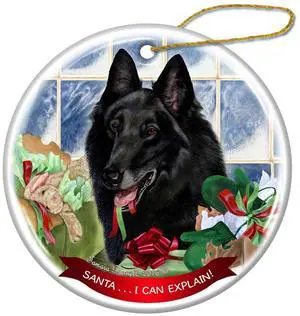 Belgian Shepherd Dog Porcelain Hanging Ornament Pet Santa I Can Explain! Belgian Shepherd Dog Porcelain Hanging Ornament Pet Santa I Can Explain!