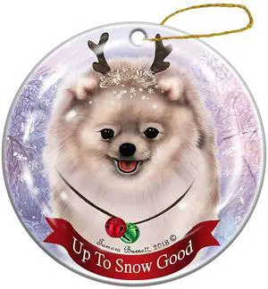 Holiday Pet Gifts Silver Pomeranian Dog Porcelain Christmas Ornament Holiday Pet Gifts Silver Pomeranian Dog Porcelain Christmas Ornament