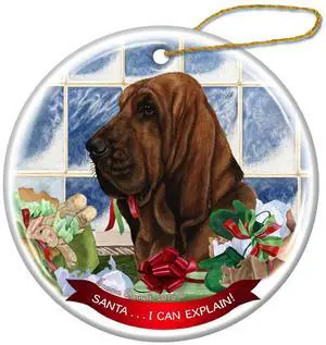 Bloodhound Dog Porcelain Hanging Ornament Pet Gift 'Santa.. I Can Explain!' Bloodhound Dog Porcelain Hanging Ornament Pet Gift 'Santa.. I Can Explain!'