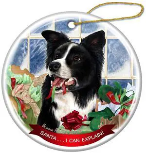 Border Collie Dog Porcelain Hanging Ornament Pet Gift Santa I Can Explain! Border Collie Dog Porcelain Hanging Ornament Pet Gift Santa I Can Explain!